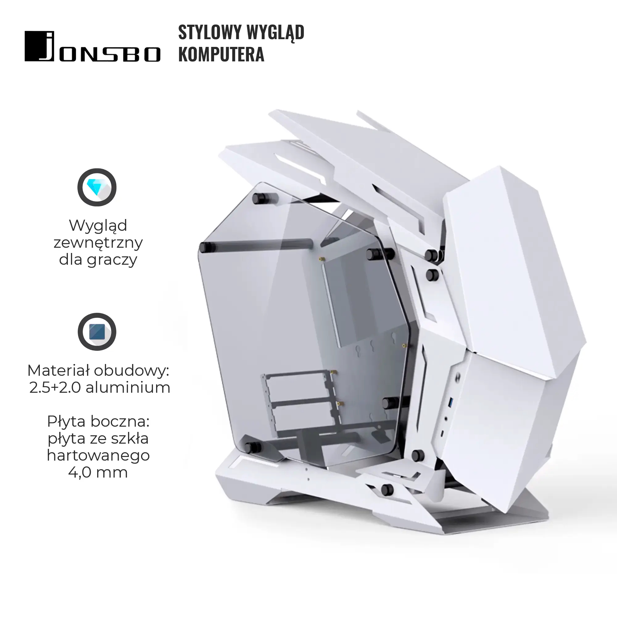 Obudowa JONSBO MOD-3 mini White cena - zdjęcie 1