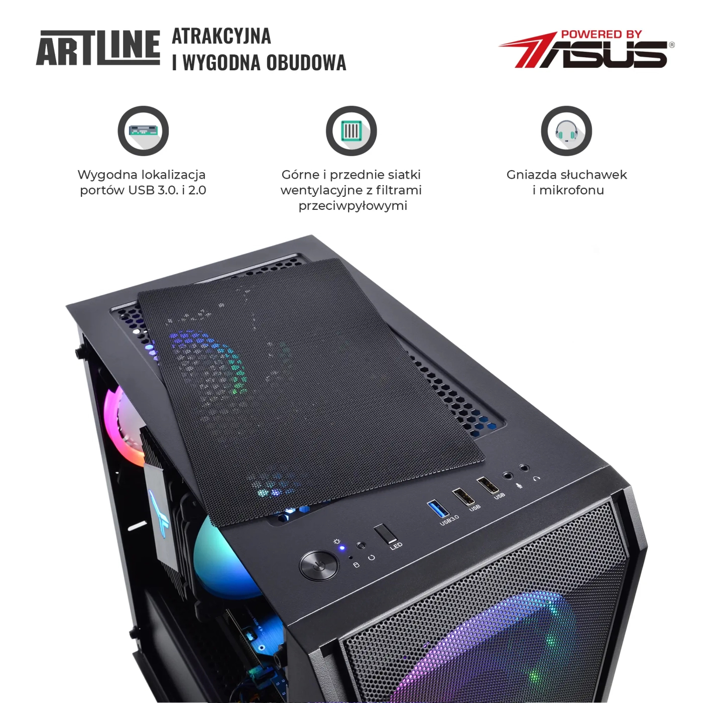 Komputer gamingowy ARTLINE Gaming X65 Ryzen 5 3600 RTX 3060 12GB NM1610 cena - zdjęcie 3