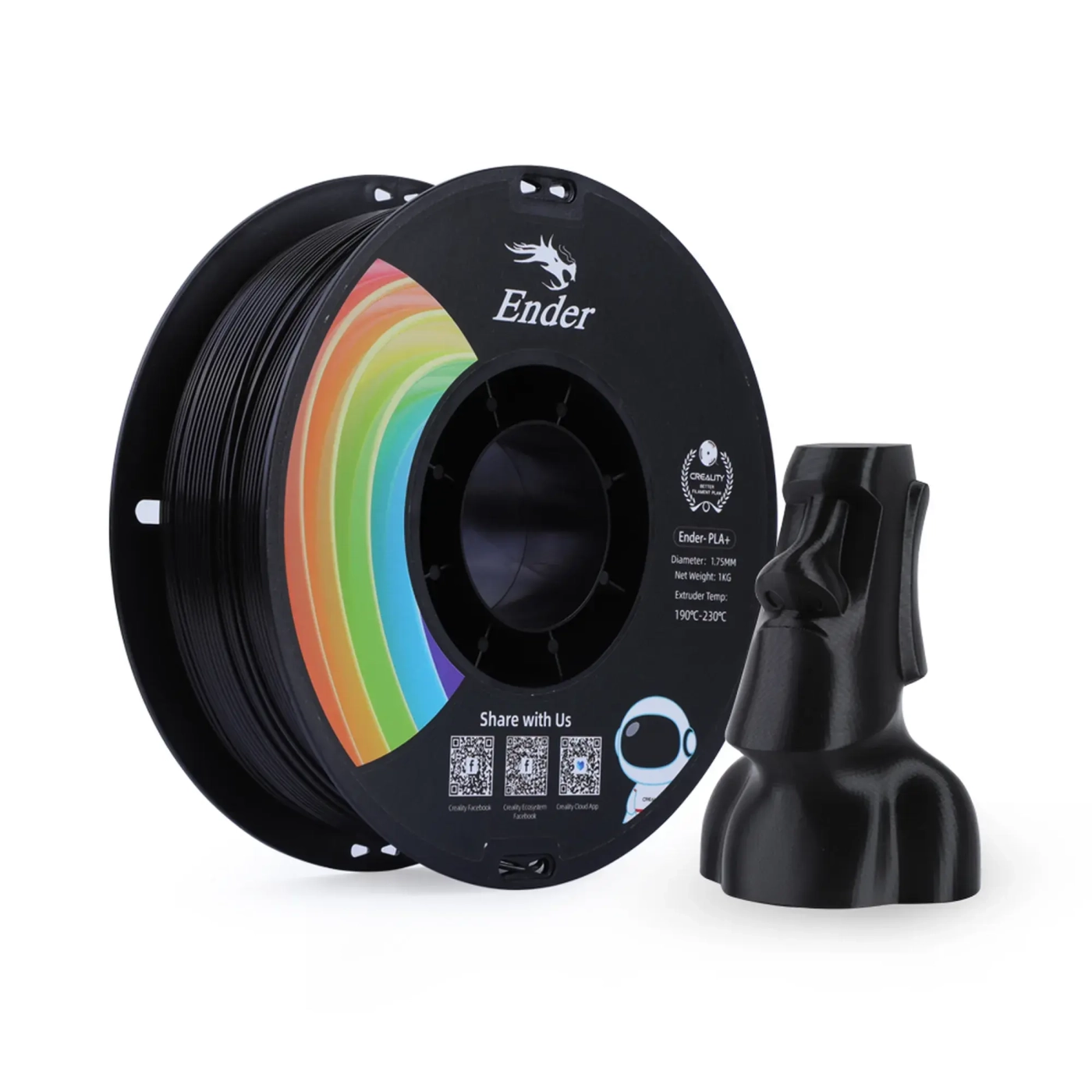 Filament PLA Plus (tworzywo sztuczne) do drukarki 3D CREALITY 1 kg, 1,75 mm, czarny (3301010306) cena - zdjęcie 0