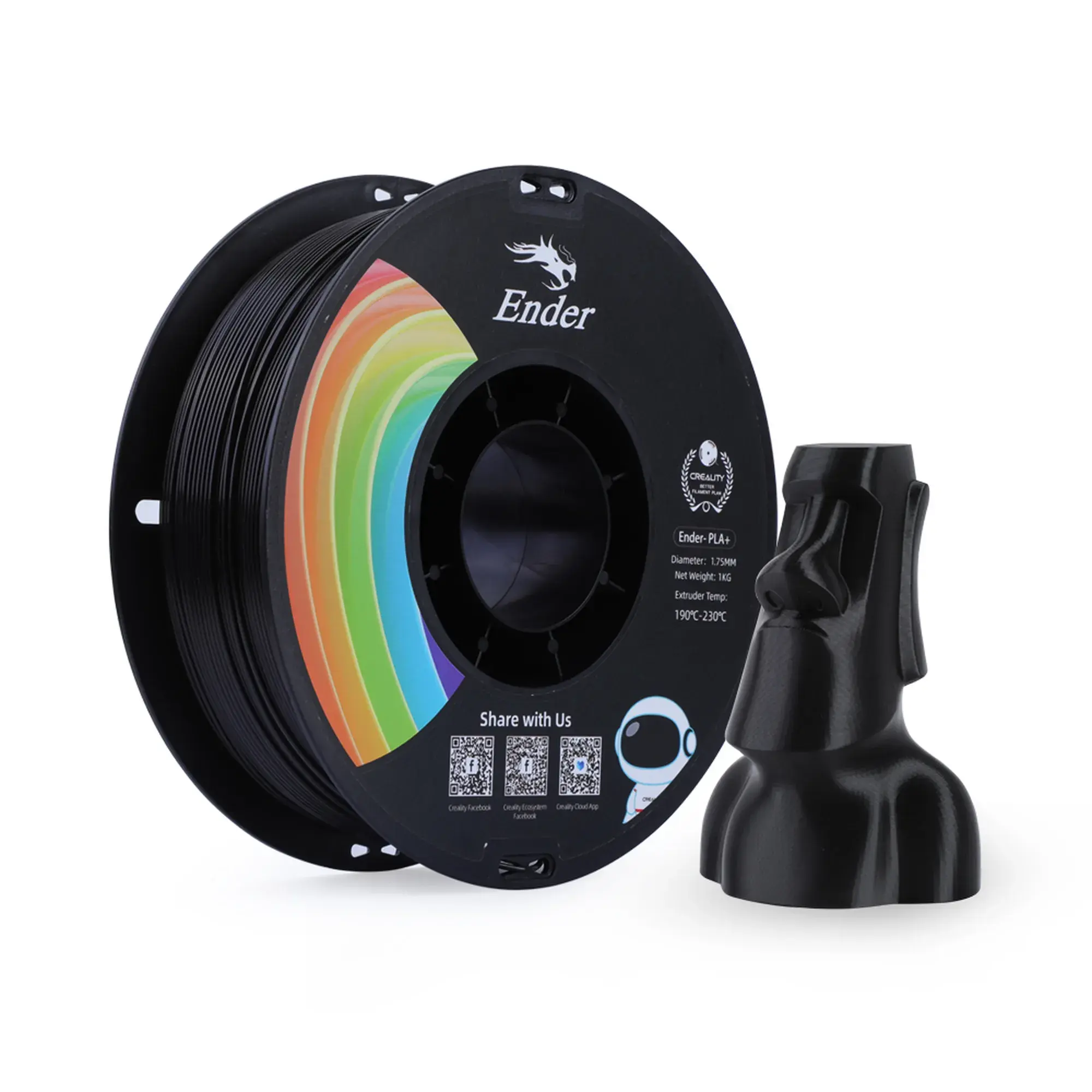 Filament PLA Plus (tworzywo sztuczne) do drukarki 3D CREALITY 1 kg, 1,75 mm, czarny (3301010306) cena - zdjęcie 0