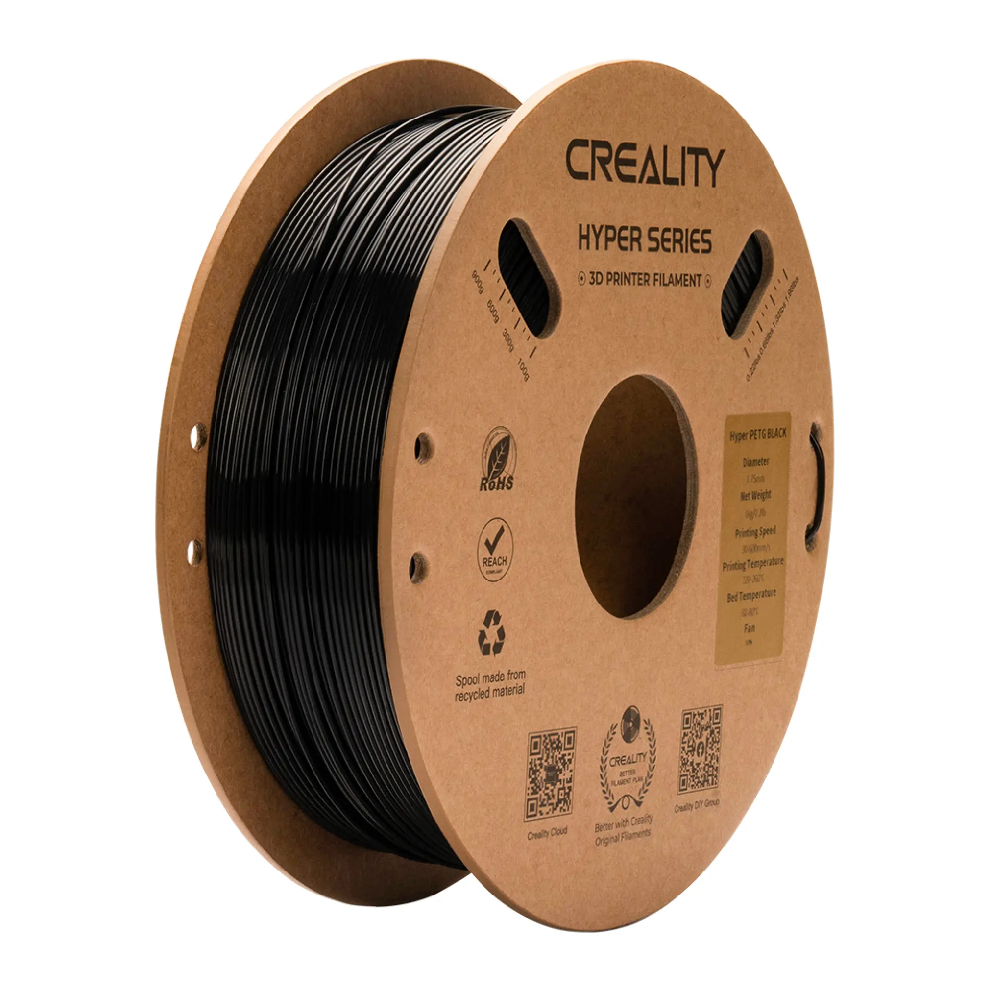 Filament Hyper PETG (tworzywo sztuczne) do drukarki 3D CREALITY 1 kg, 1,75 mm, czarny (3301030043) cena - zdjęcie 0