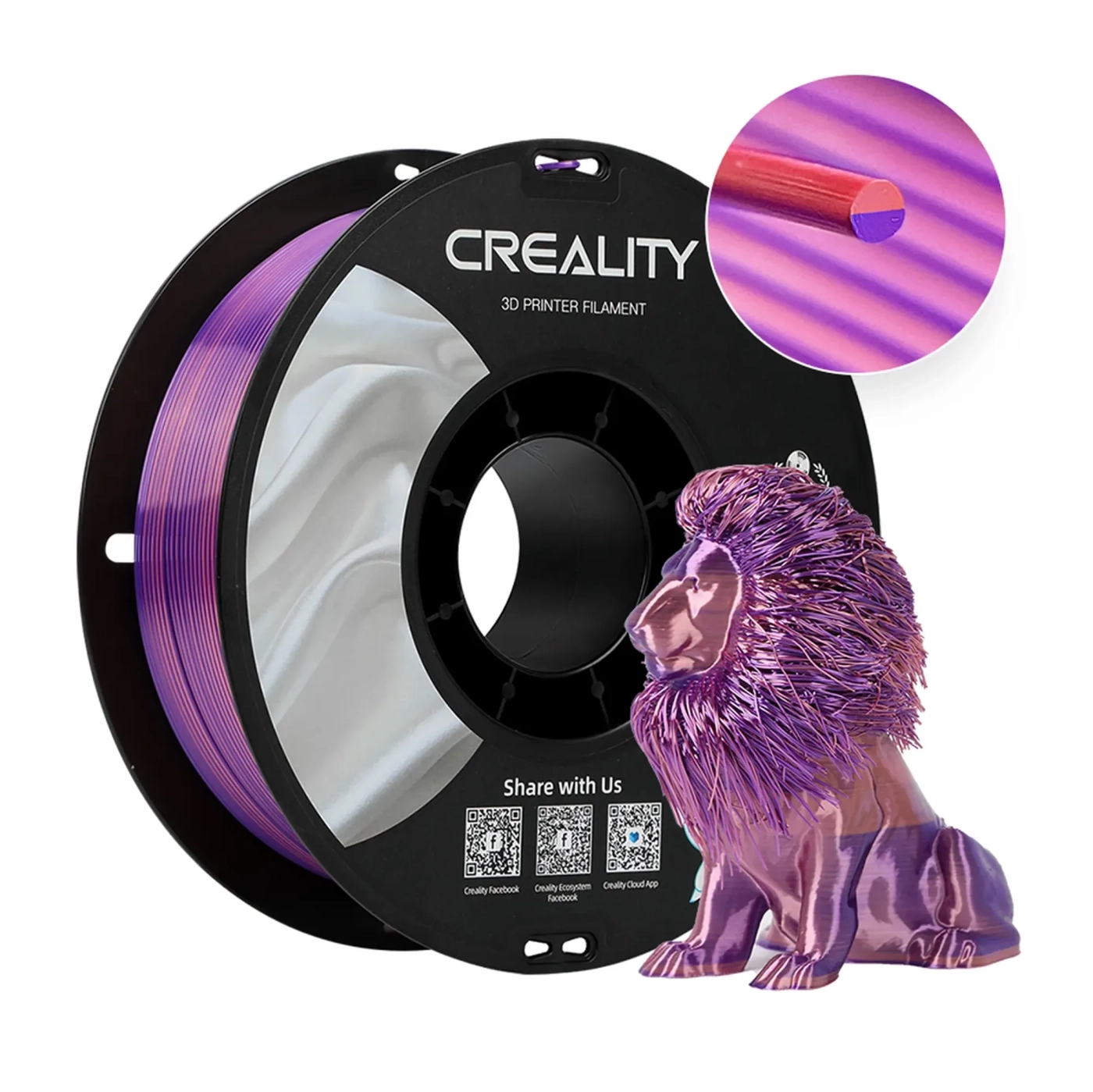 Filament Creality PLA Silky Shine, 1kg, 1.75mm, różowo-fioletowy (3301120013) cena - zdjęcie 0