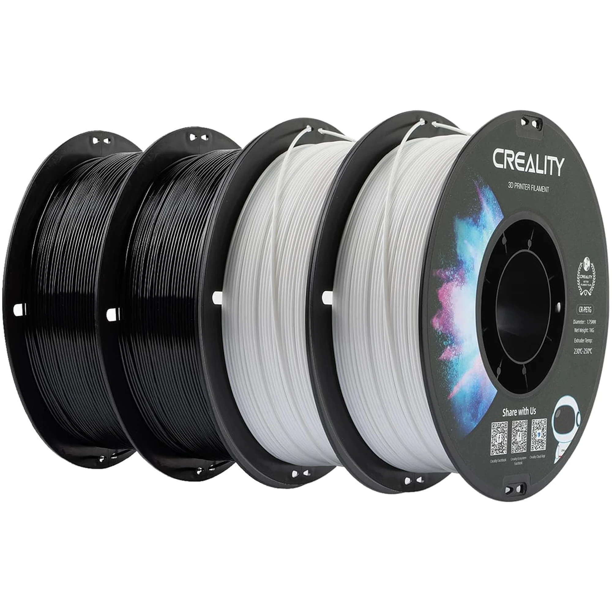 Filament Creality PETG 4x1kg 1,75mm 2*Czarne/2*Białe (3301030079) cena - zdjęcie 0
