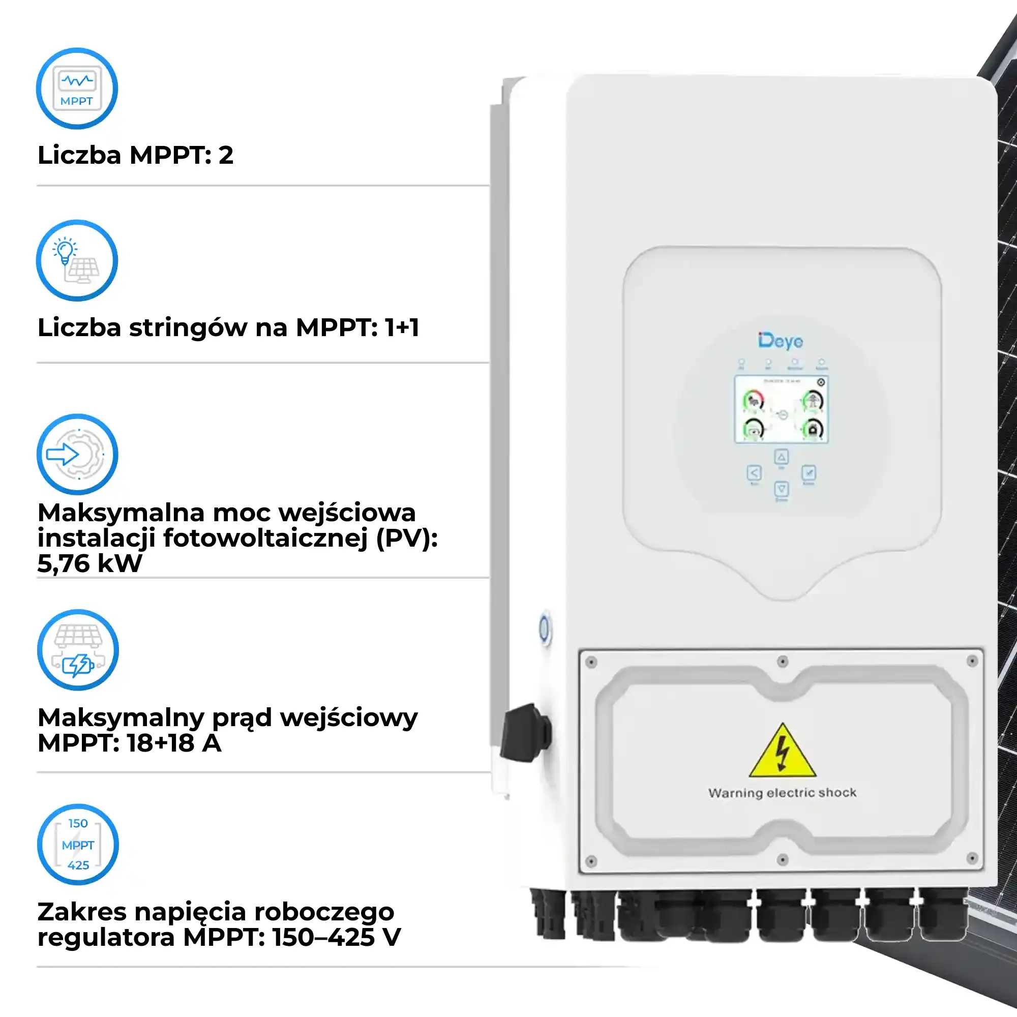 Falownik hybrydowy DEYE SUN-3.6K-SG05LP1-EU-AM2-P 3.6kW LV-battery 48V 2 MPPT Wi-Fi 230V 1-fazowy (SUN-3.6K-SG05LP1-EU-AM2-P) cena - zdjęcie 3