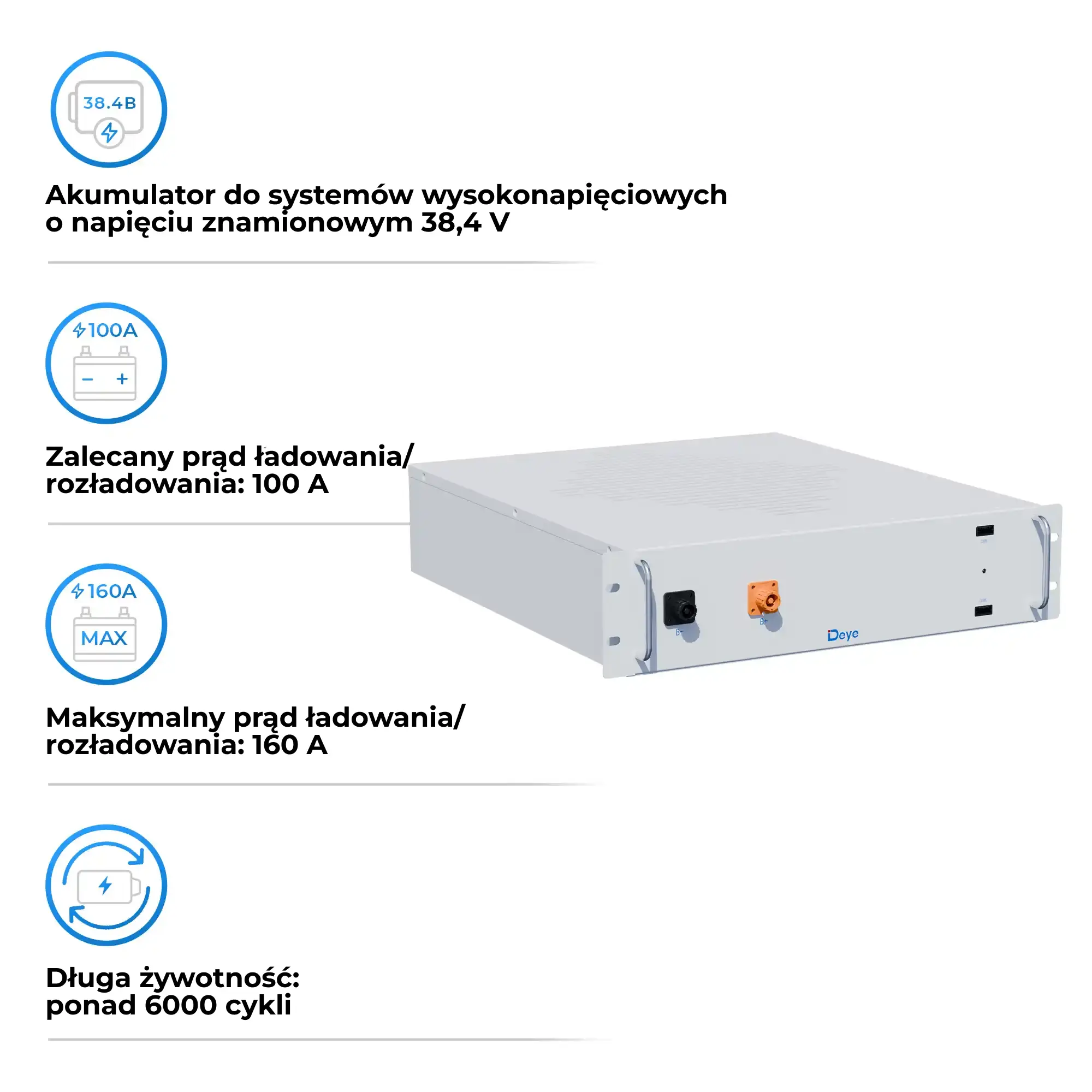 Akumulator (magazyn energii) DEYE BOS-A LiFePO4 HV 38,4 V 200 Ah 7,68 kWh bez modułu BMS (BOS-A) cena - zdjęcie 2